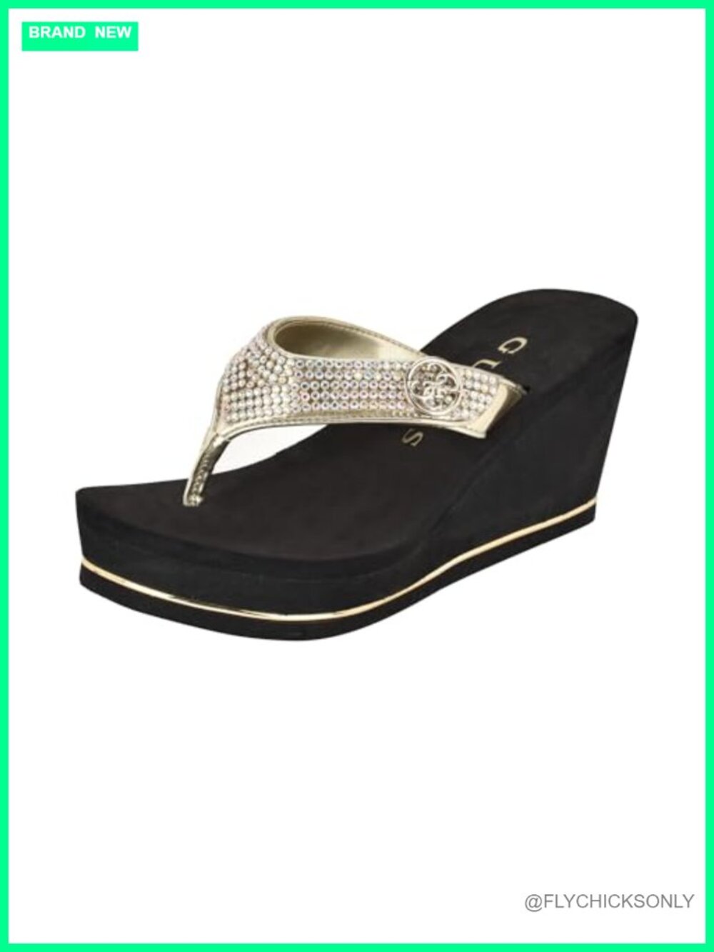 Rhinestone Embellished Synthetic Wedge Sandals Open Toe Platform 3 Inch